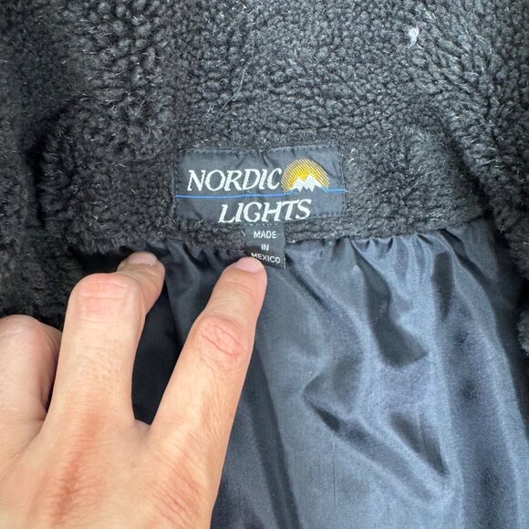 Vintage 90's Nordic Lights Fleece Jacket Snow Polar Bears scene Men's size M - Picture 7 of 13